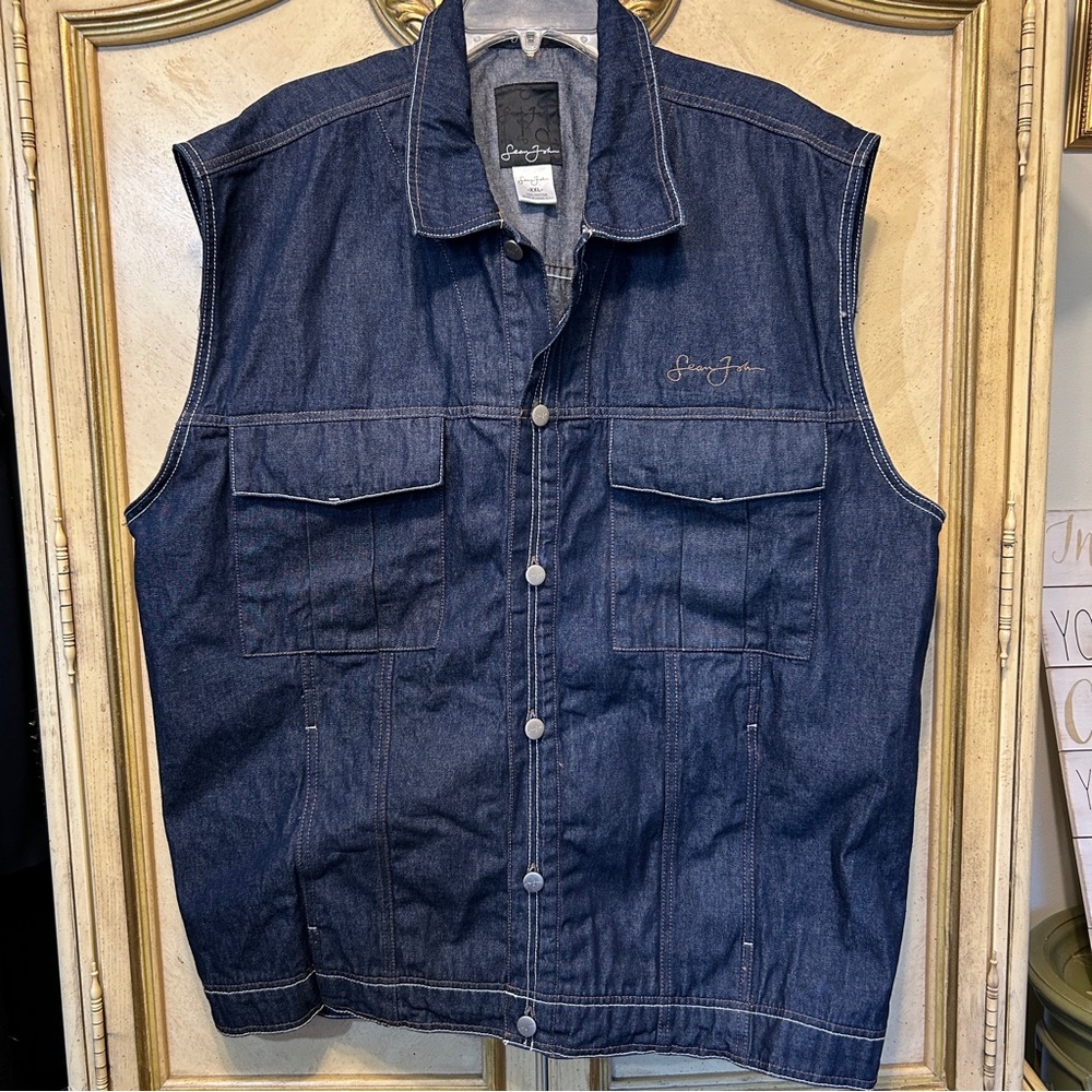 Sean John Blue Denim Streetwear Vest